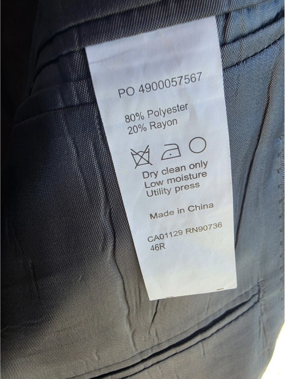 Calvin Klein Mens Blazer 46R Gray Herringbone 2 Button Sport Coat Suit Jacket